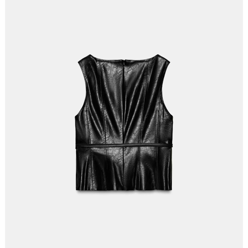 NWT ZARA FAUX LEATHER BELTED TOP - Picture 7 of 13